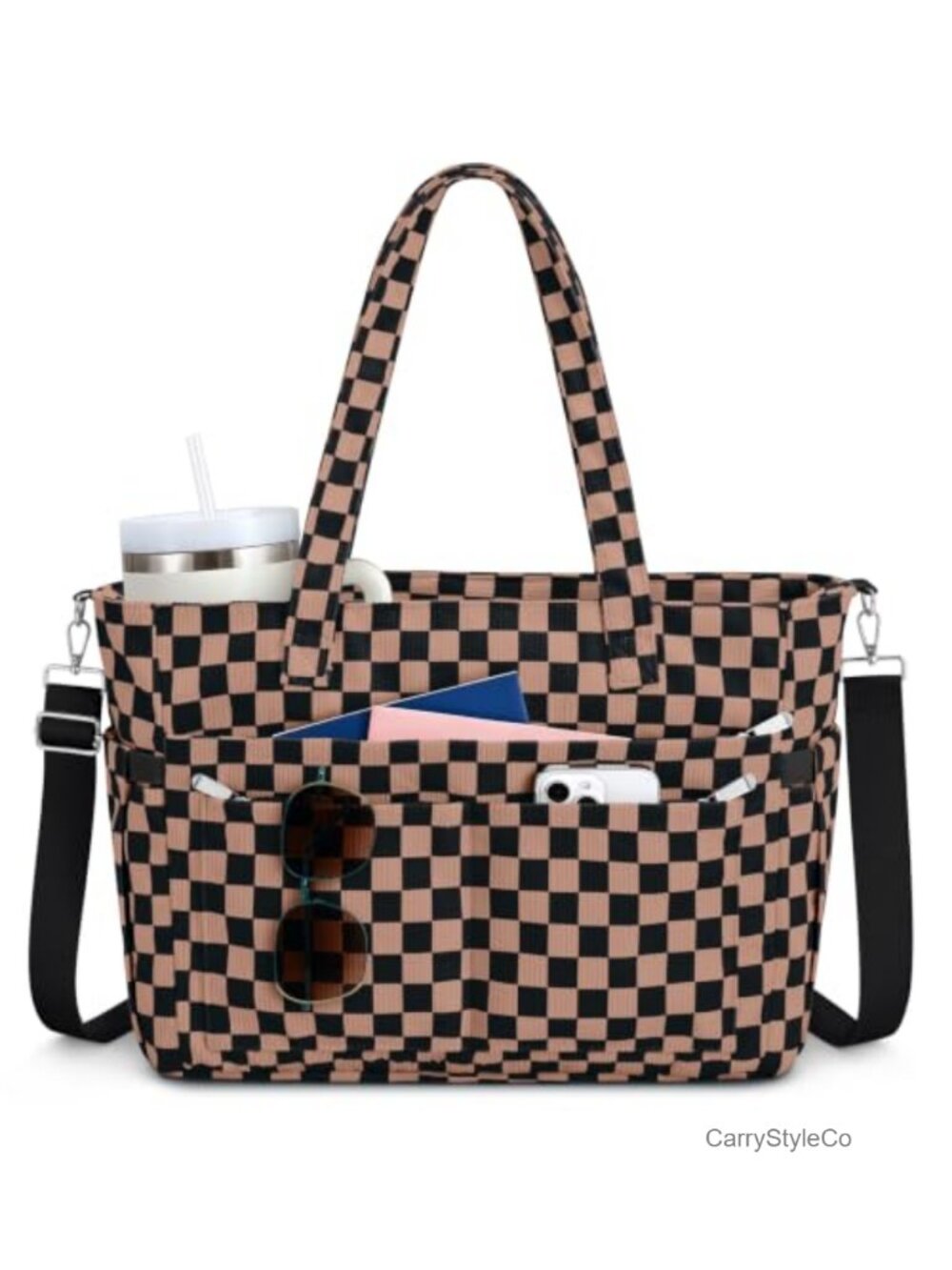 Corduroy Tote Bag for Women 19 Pockets Laptop Work Travel Bag
